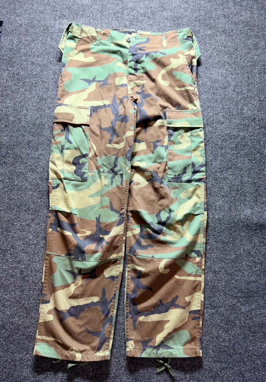 US Military Vintage Woodland Camo BDU Combat Cargo Trousers Pants Small Regular